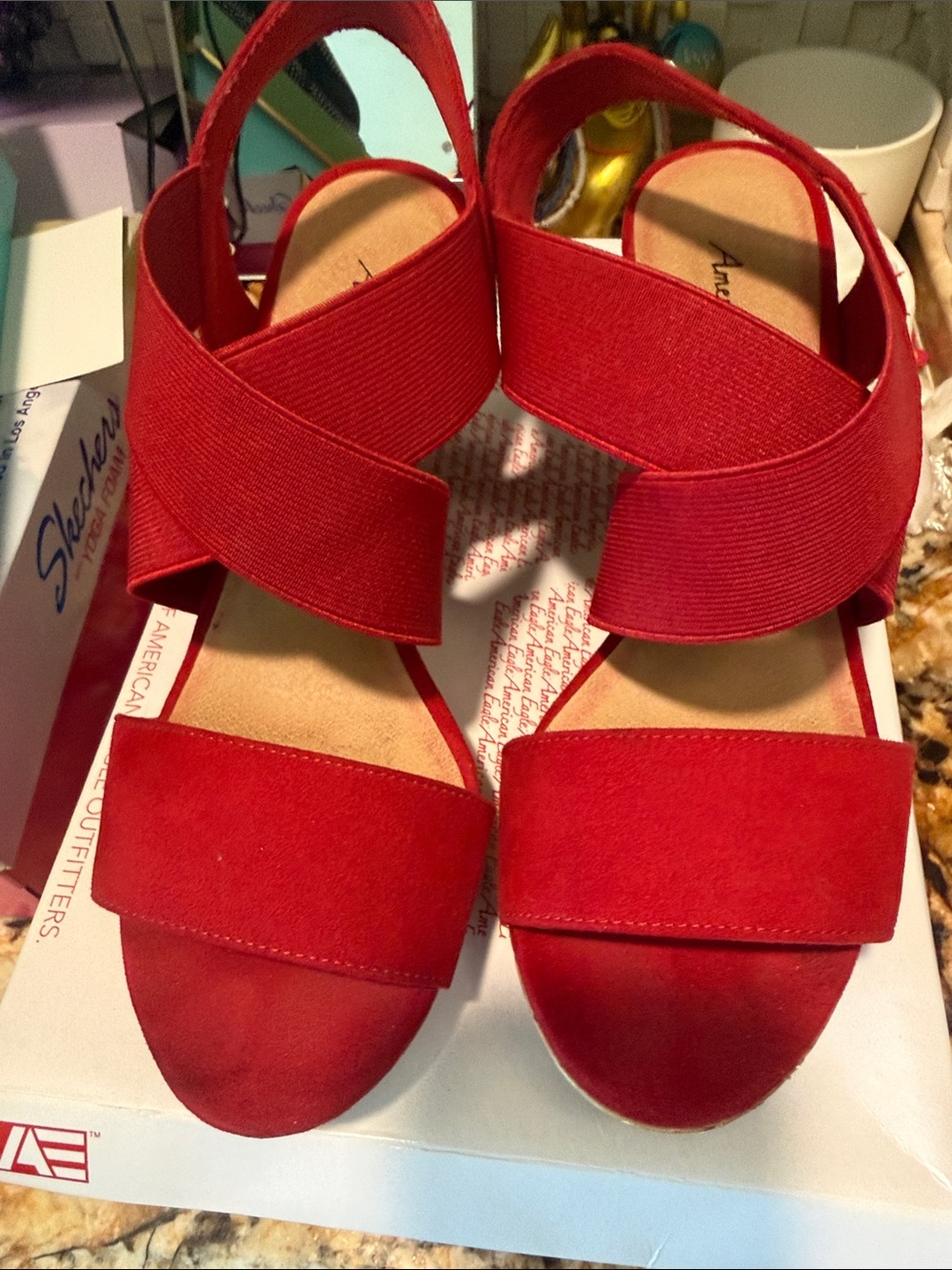 American Eagle Outfitters Red Women's Slingback Crisscross Sandals